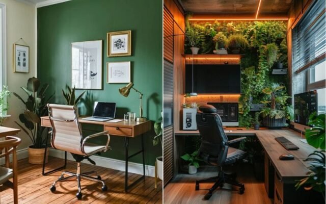 Nature-Inspired Greens home office